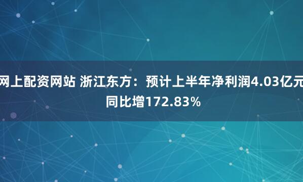 网上配资网站 浙江东方：预计上半年净利润4.03亿元 同比增172.83%